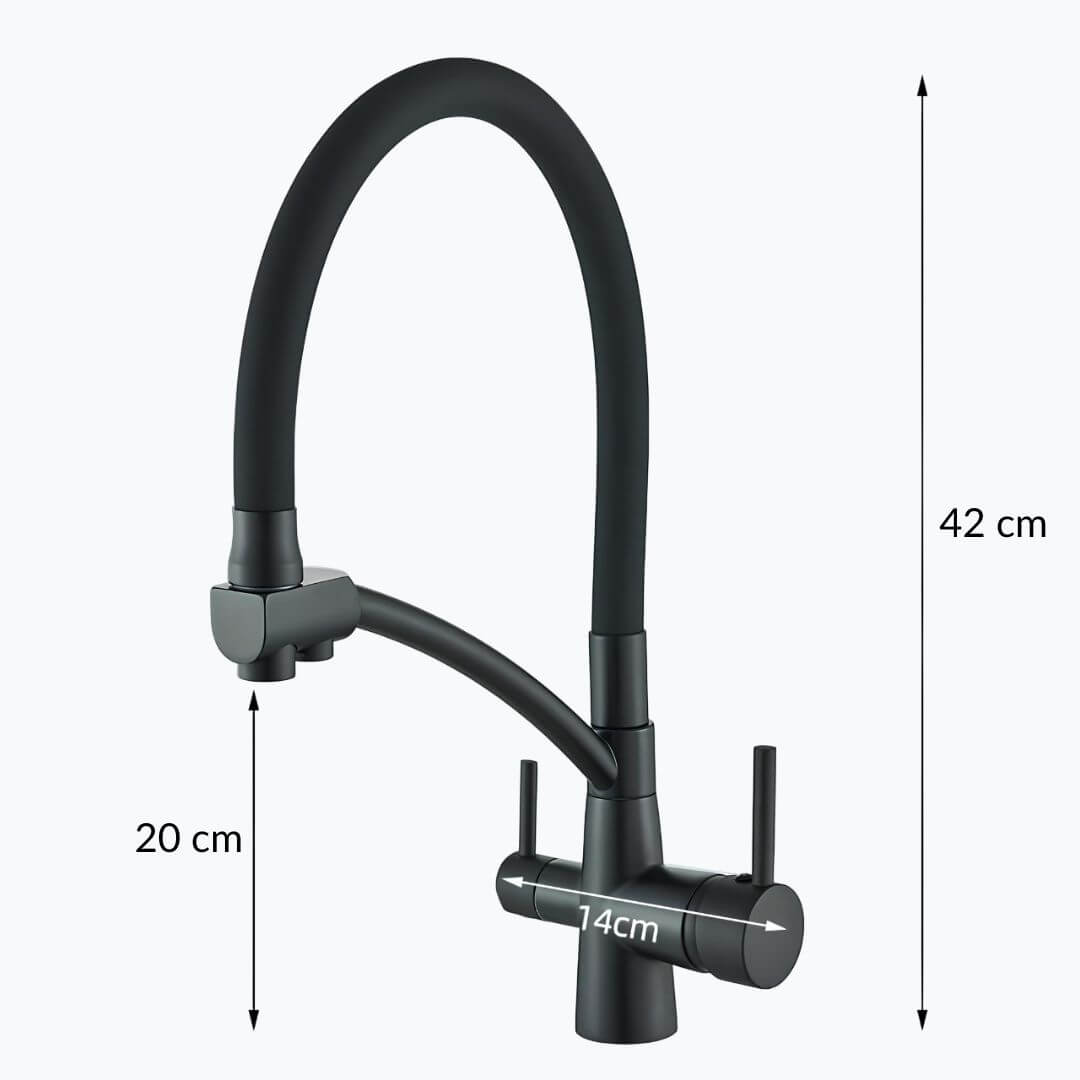 3-in-1 kitchen faucet with filtered water outlet and 360 degree swivel spout