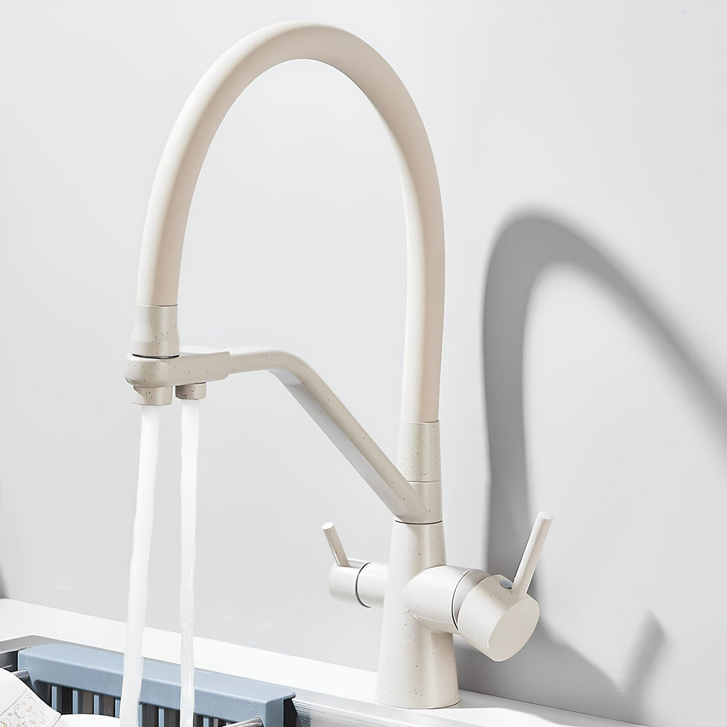3-in-1 kitchen faucet with filtered water outlet and 360 degree swivel spout