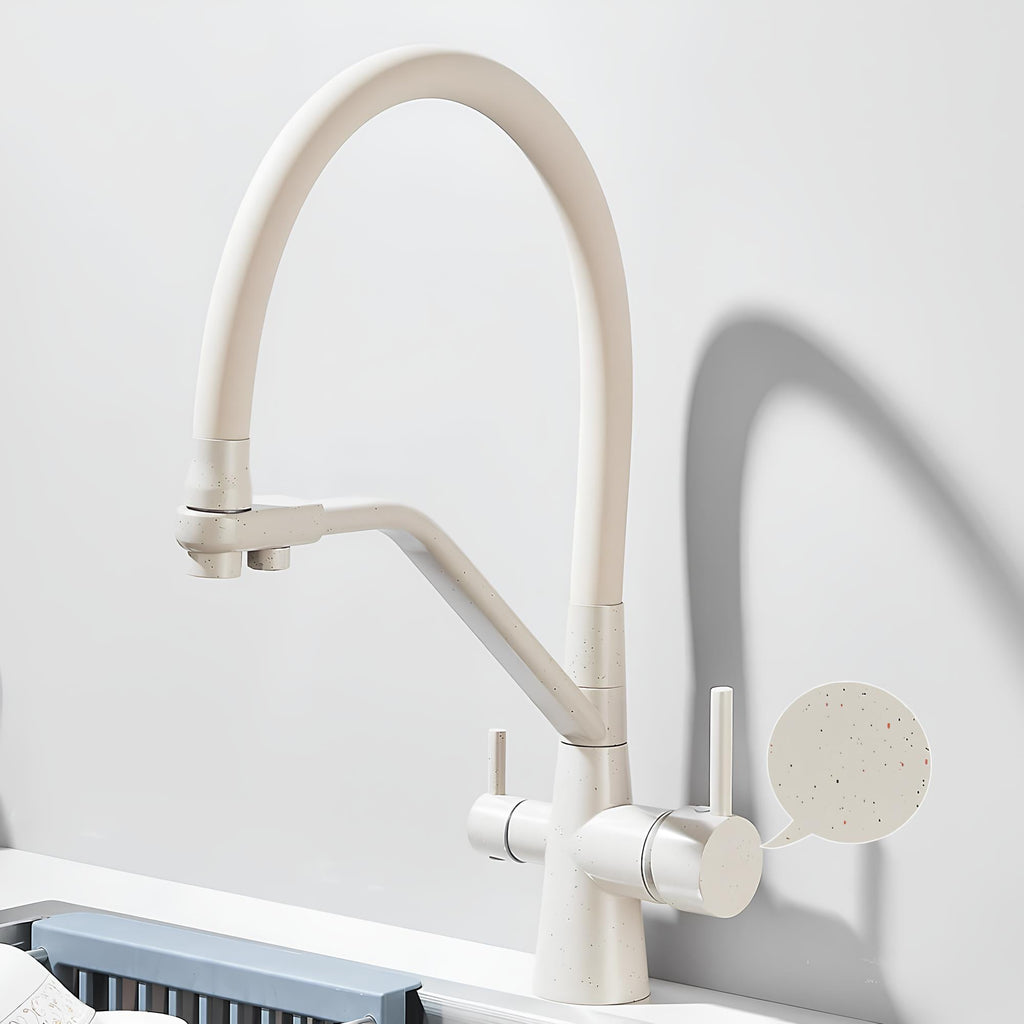 3-in-1 kitchen faucet with filtered water outlet and 360 degree swivel spout