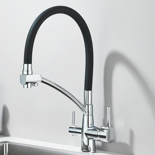 3-in-1 kitchen faucet with filtered water outlet and 360 degree swivel spout