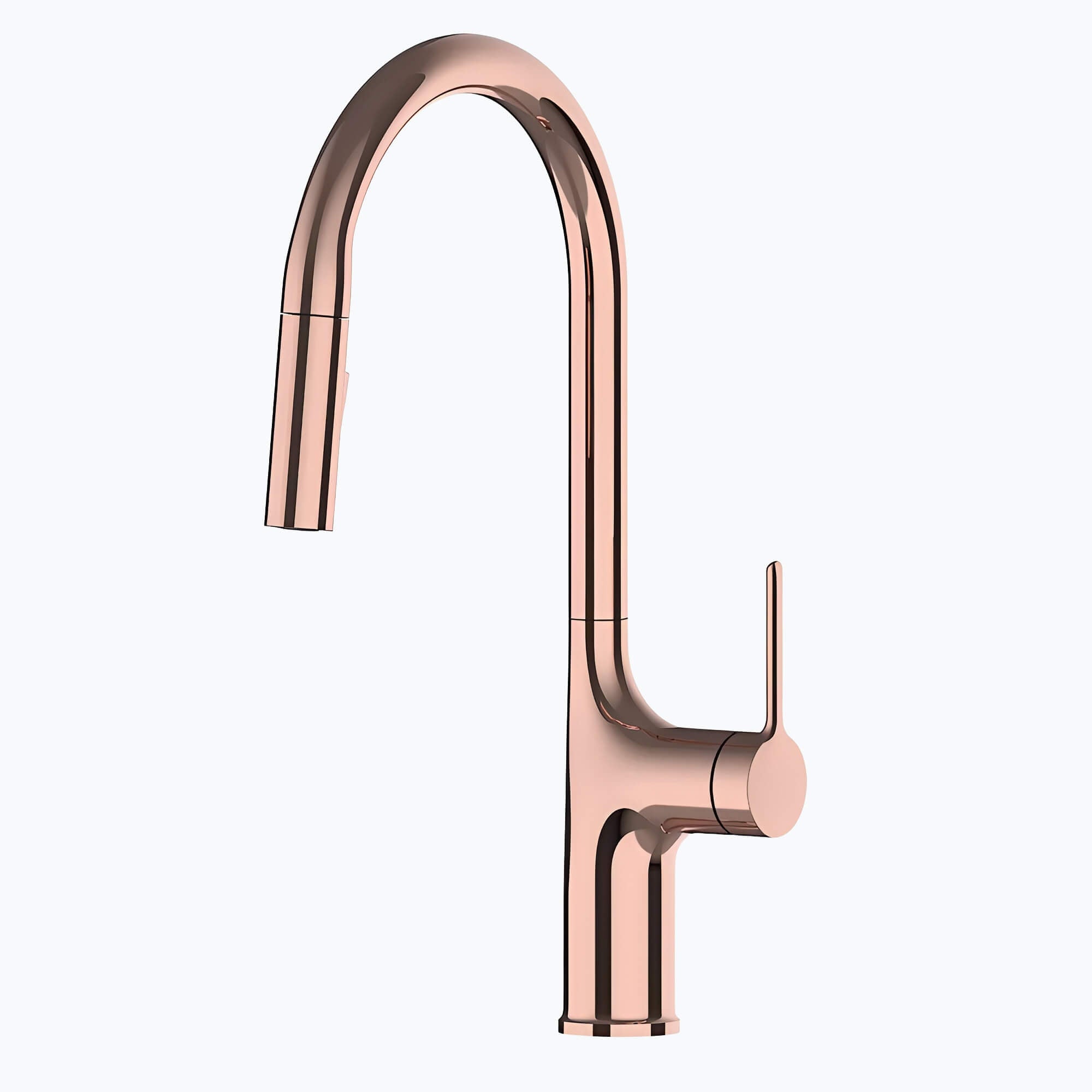 Kitchen faucet with tall brass body and pull-down dual-spray sprayer