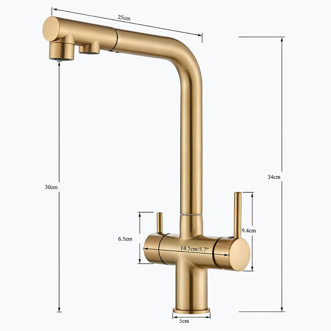 3-in-1 filtered water kitchen faucet with pull-down sprayer and dual channels