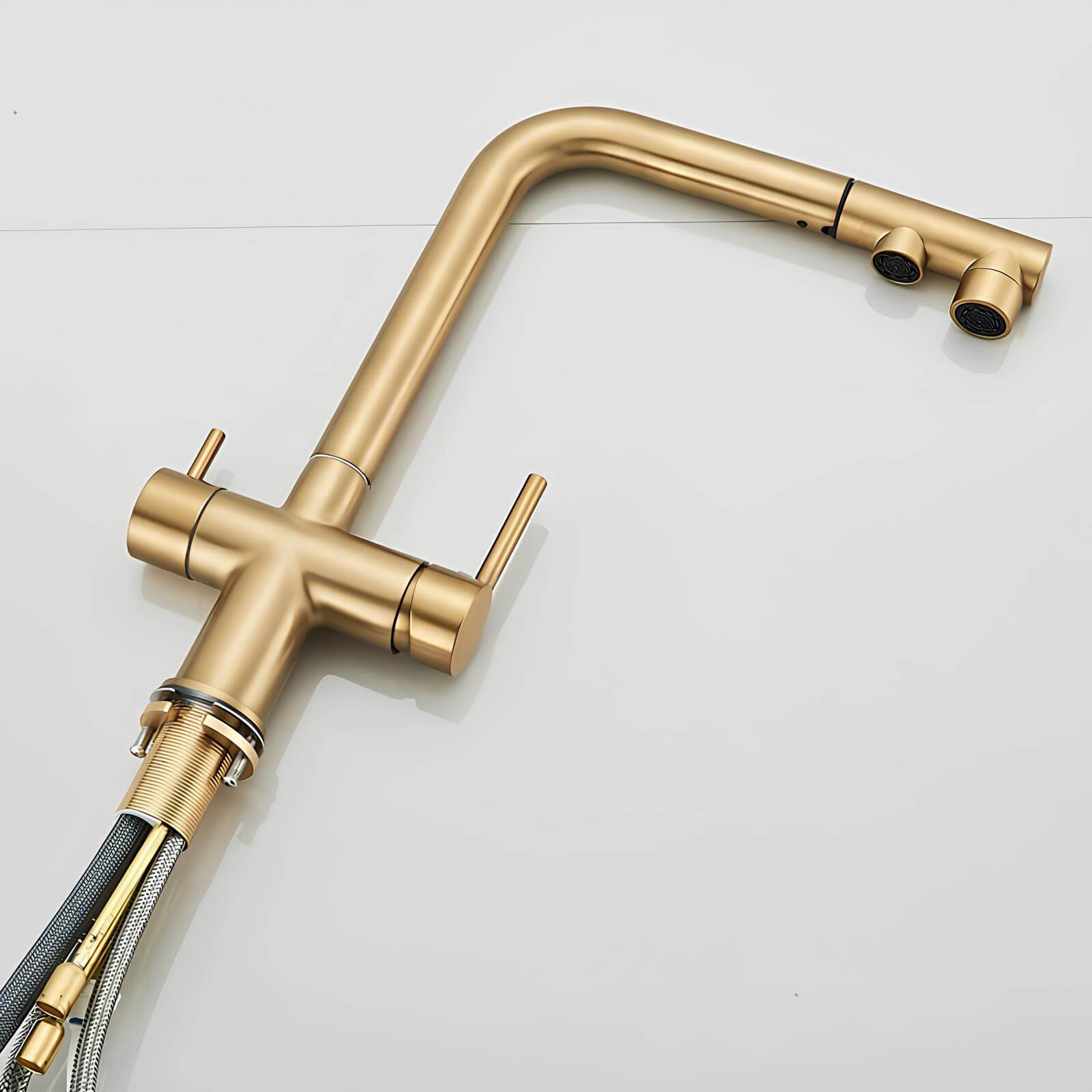 3-in-1 filtered water kitchen faucet with pull-down sprayer and dual channels