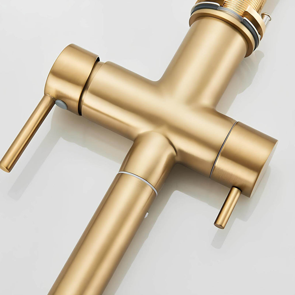 3-in-1 filtered water kitchen faucet with pull-down sprayer and dual channels