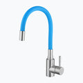 Flexible gooseneck kitchen faucet with colored bendable silicone spout
