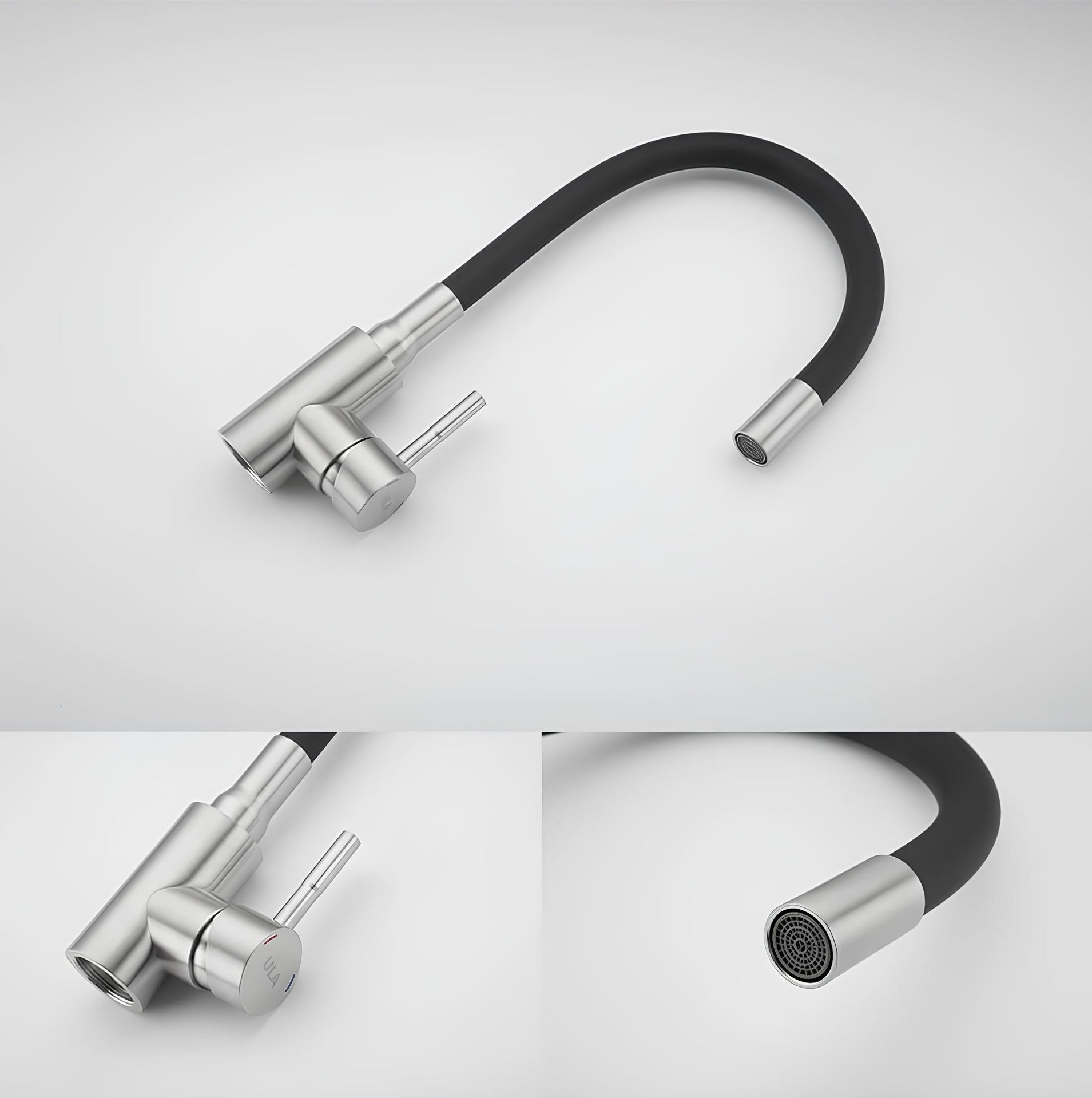 Flexible gooseneck kitchen faucet with colored bendable silicone spout