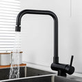 Folding kitchen faucet in stainless steel with dual-axis rotation