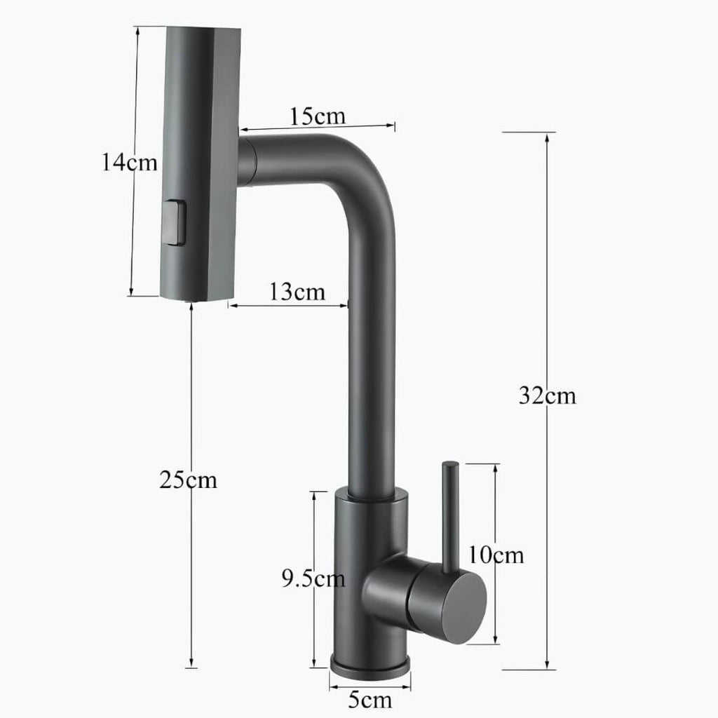 Kitchen faucet with 360° swivel spout and multi-function pull-down sprayer
