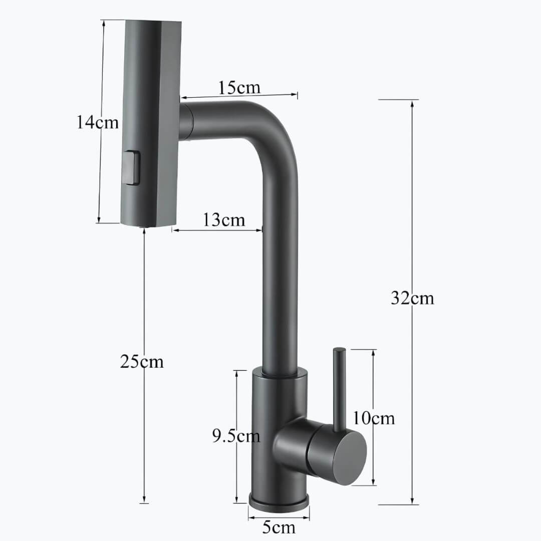 Kitchen faucet with 360° swivel spout and multi-function pull-down sprayer