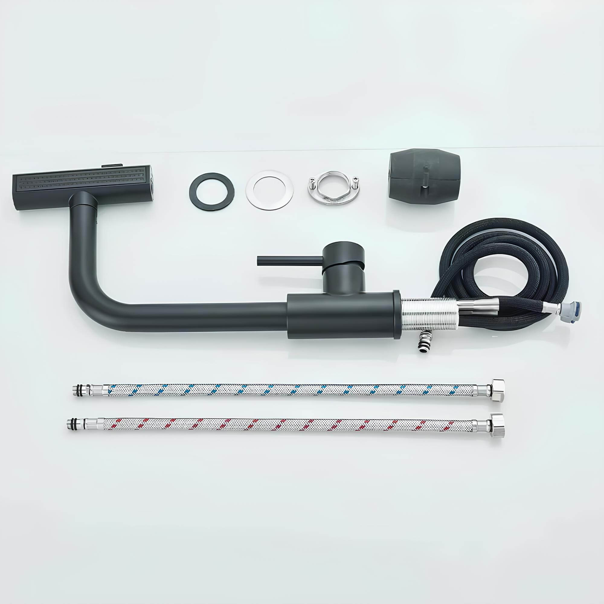 Kitchen faucet with 360° swivel spout and multi-function pull-down sprayer