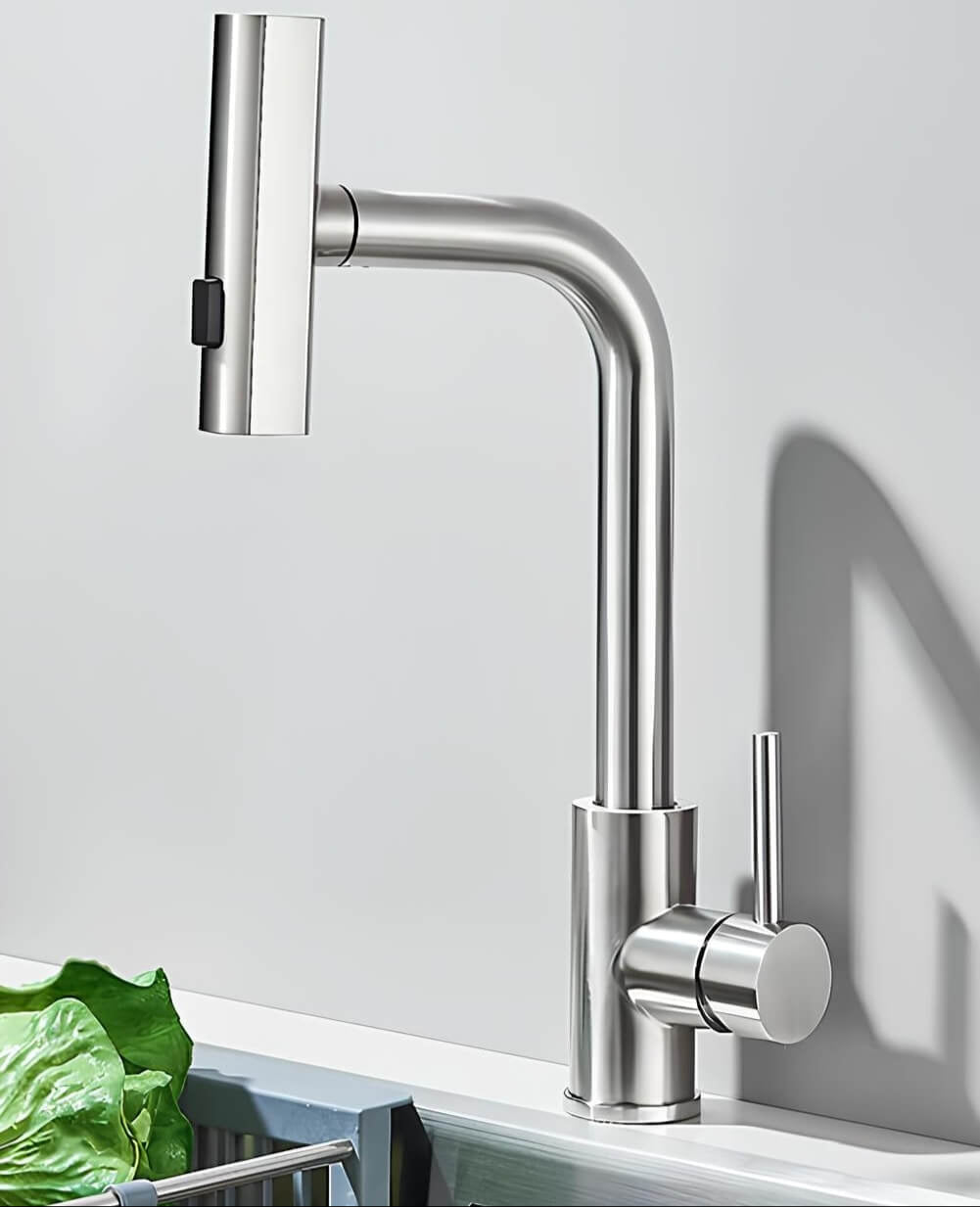 Kitchen faucet with 360° swivel spout and multi-function pull-down sprayer