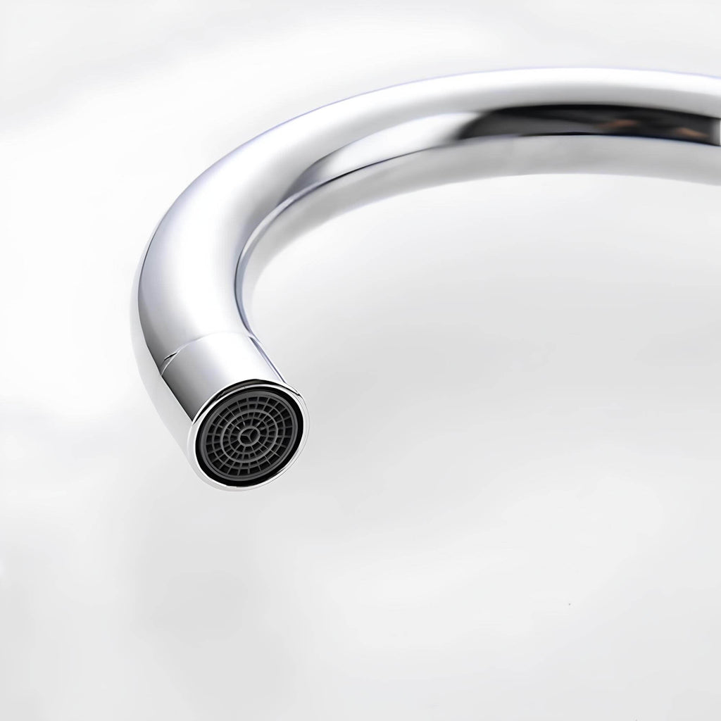 Budget kitchen faucet with flexible neck and dual outlet