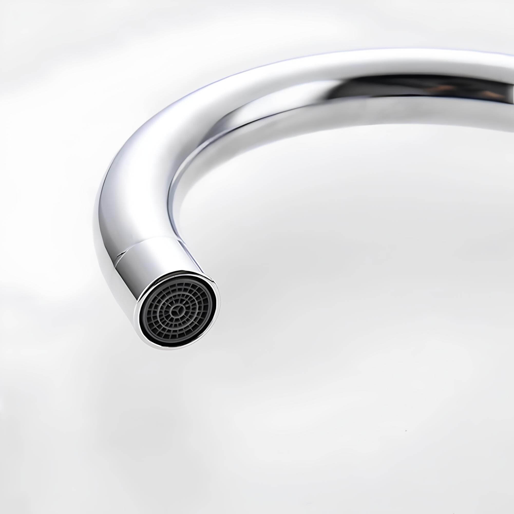 Budget kitchen faucet with flexible neck and dual outlet
