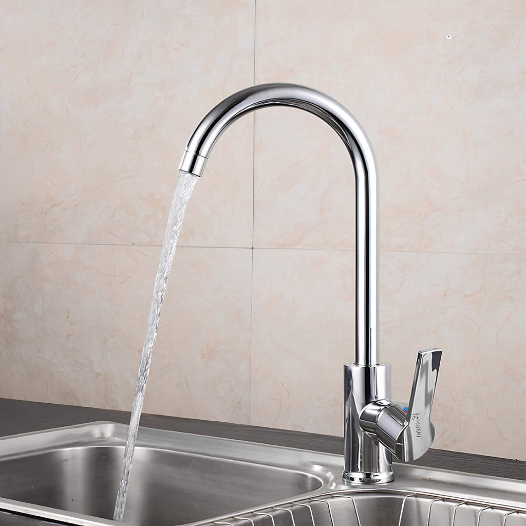 Budget kitchen faucet with flexible neck and dual outlet