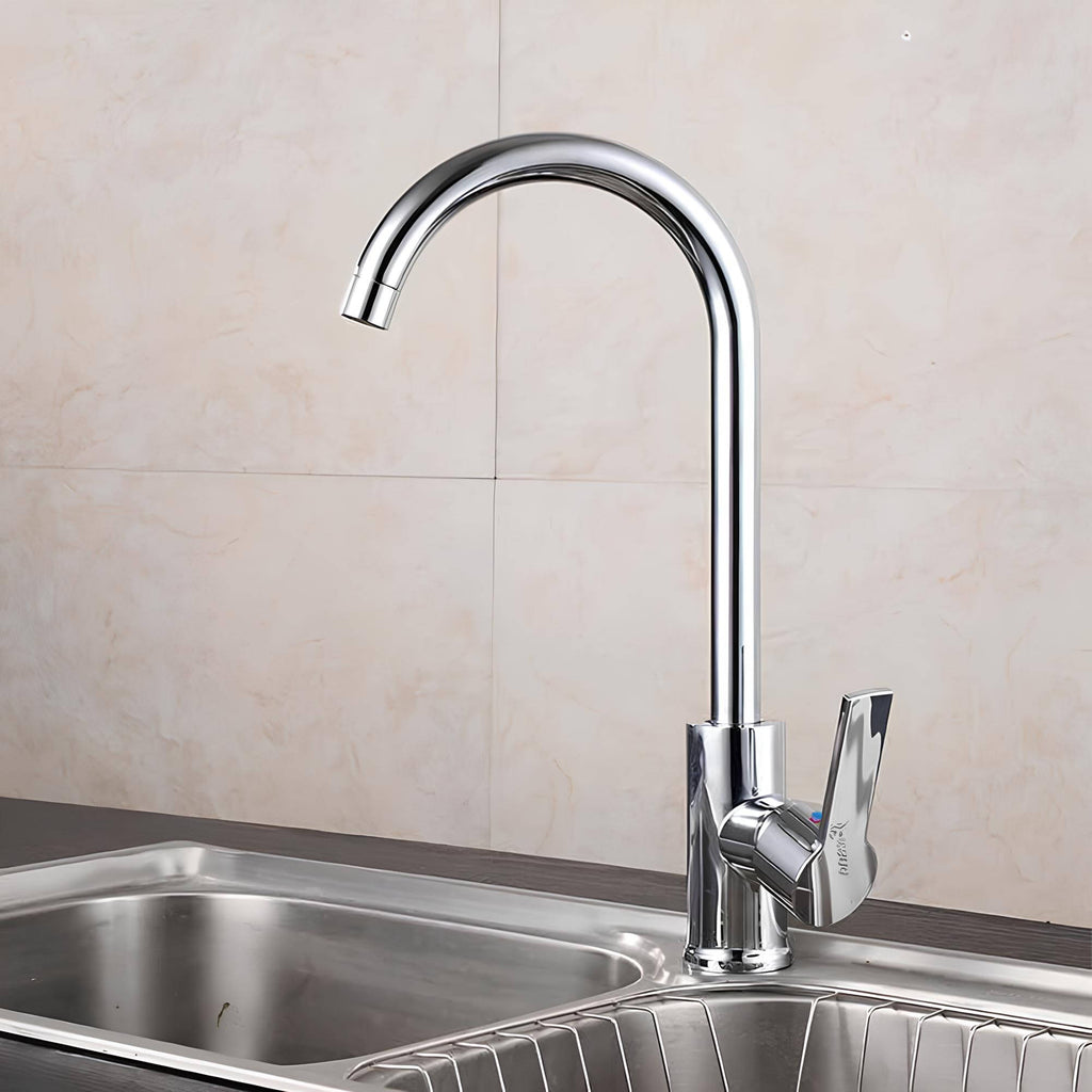 Budget kitchen faucet with flexible neck and dual outlet