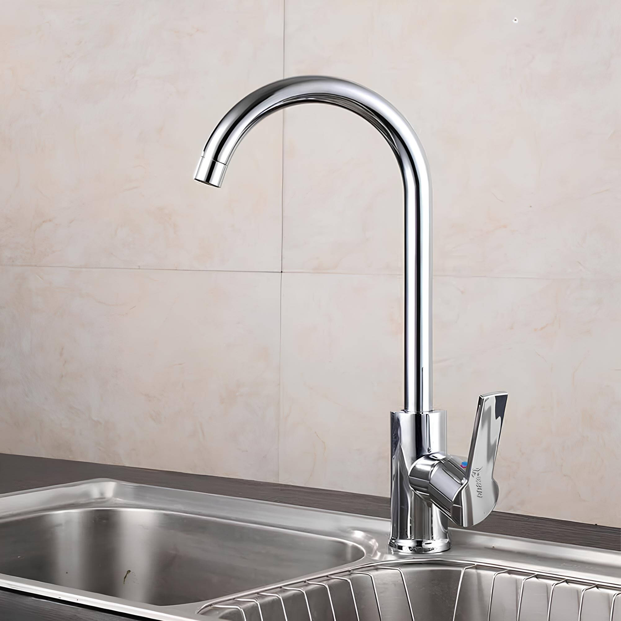 Budget kitchen faucet with flexible neck and dual outlet