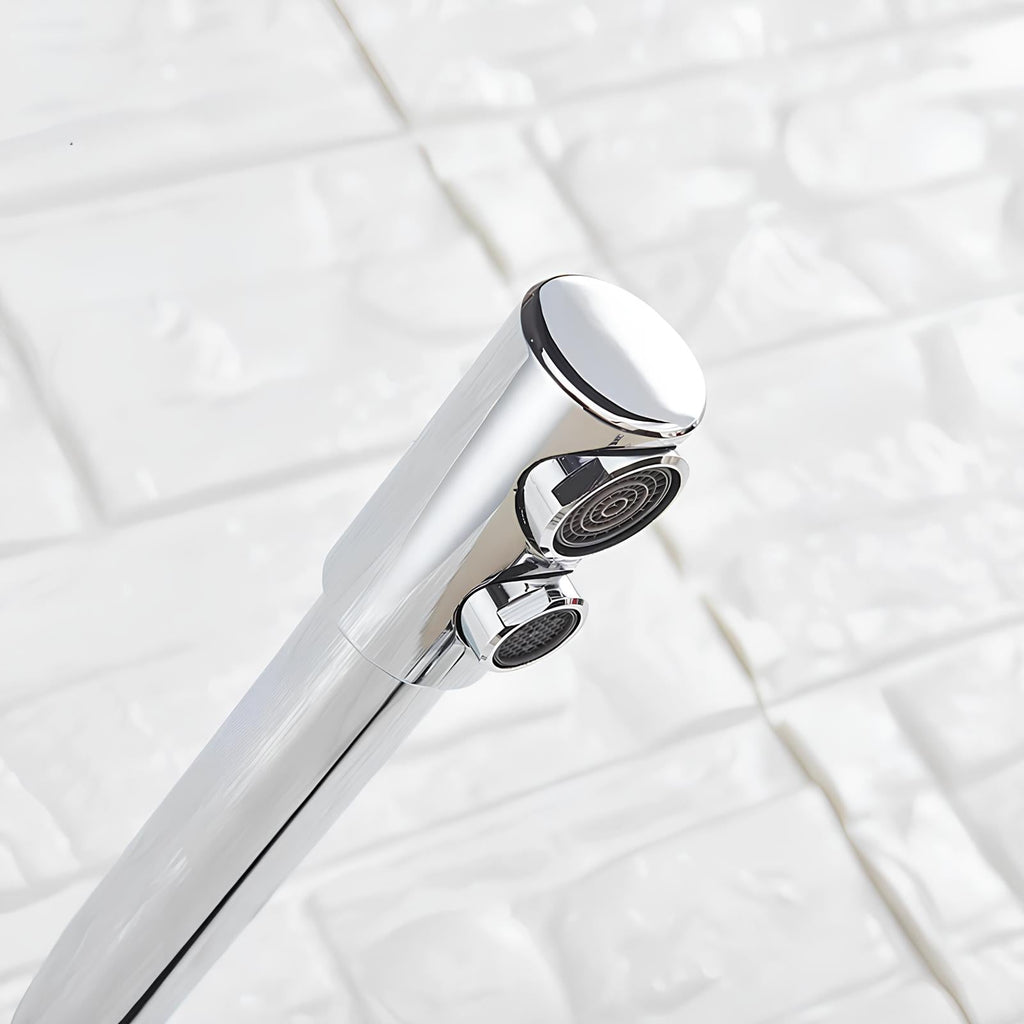 Dual-handle kitchen faucet with filtered water outlet and bendable gooseneck