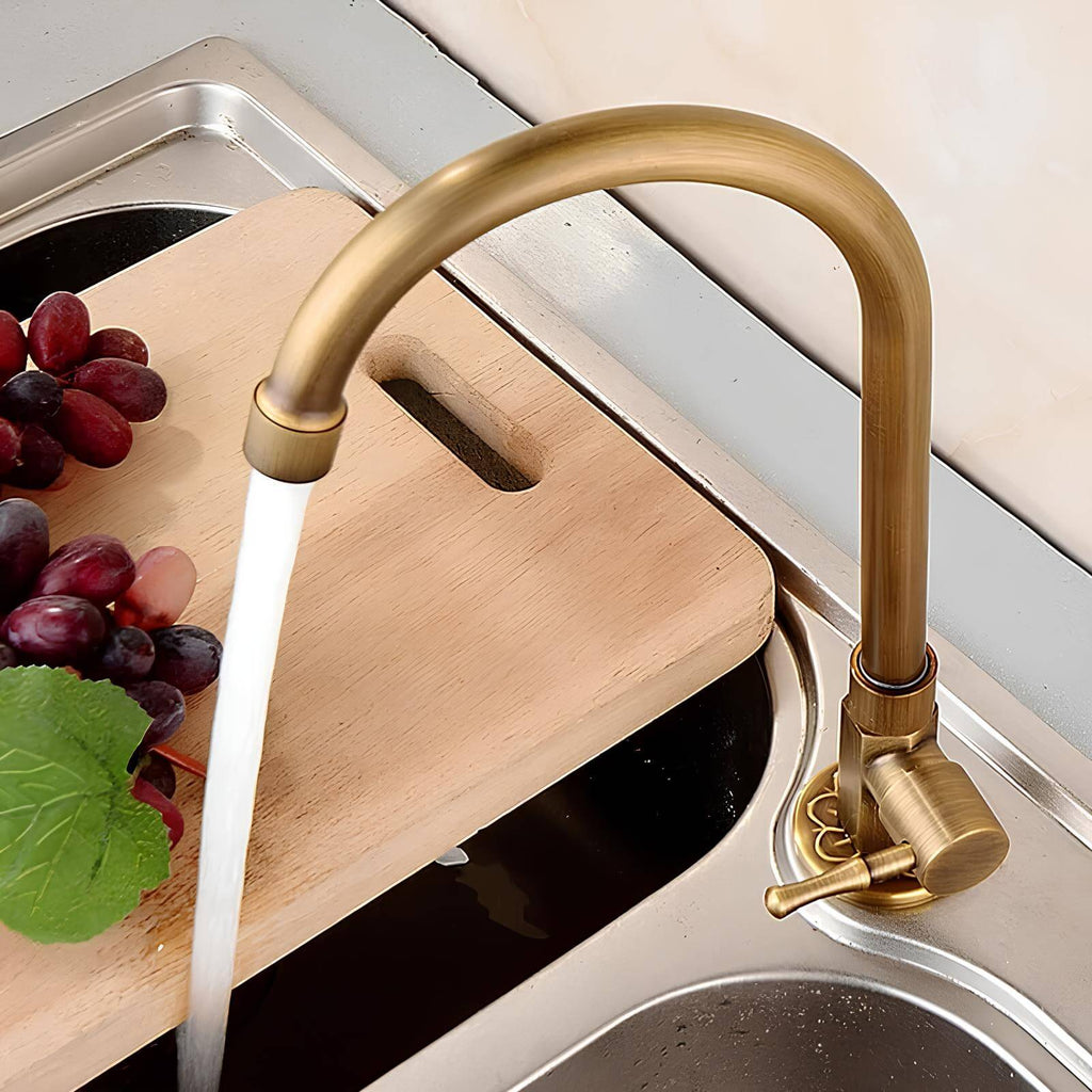 Cold water kitchen faucet with single handle and brushed bronze finish