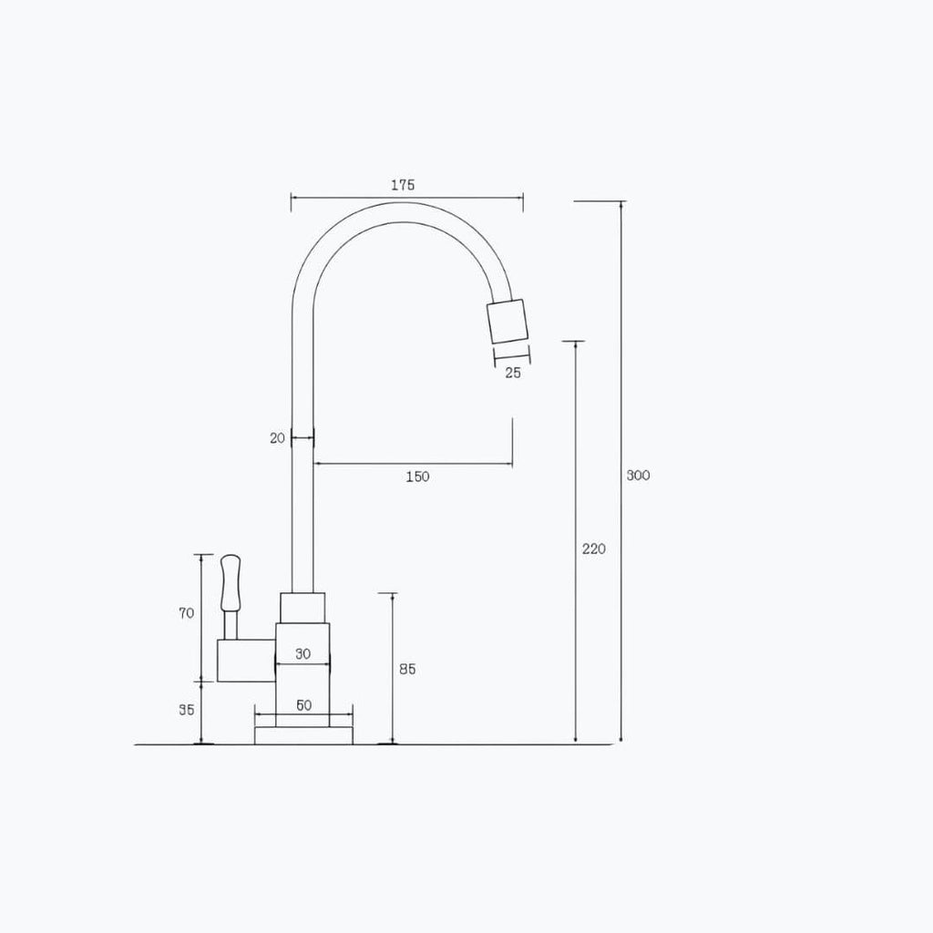 Cold water kitchen faucet with single handle and brushed bronze finish