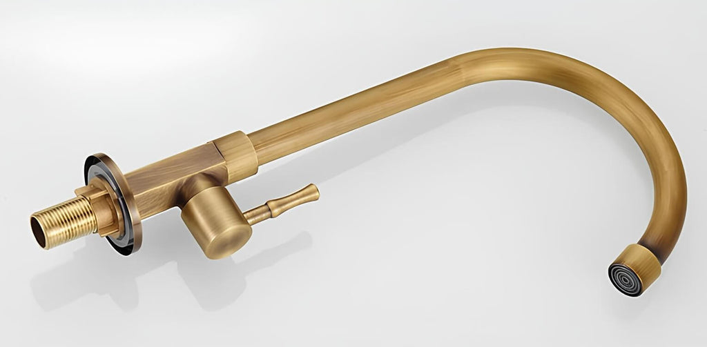 Cold water kitchen faucet with single handle and brushed bronze finish