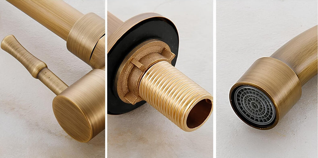 Cold water kitchen faucet with single handle and brushed bronze finish
