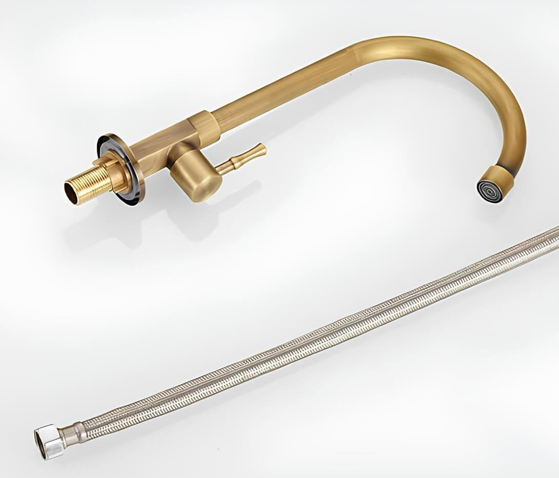 Cold water kitchen faucet with single handle and brushed bronze finish