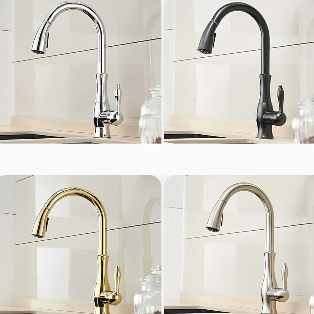 Premium kitchen faucet with pull-down dual spray and classic design