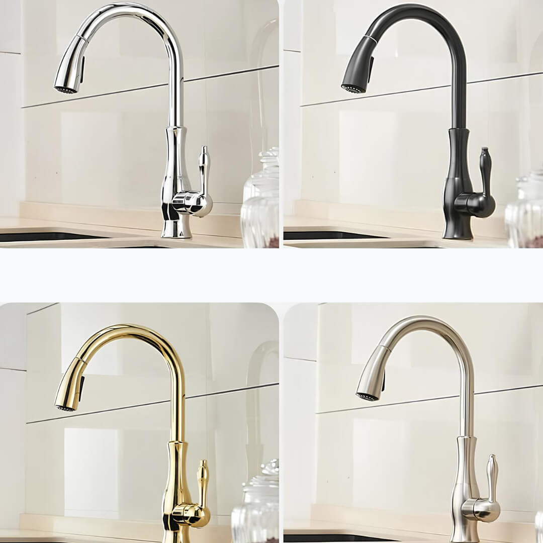 Premium kitchen faucet with pull-down dual spray and classic design