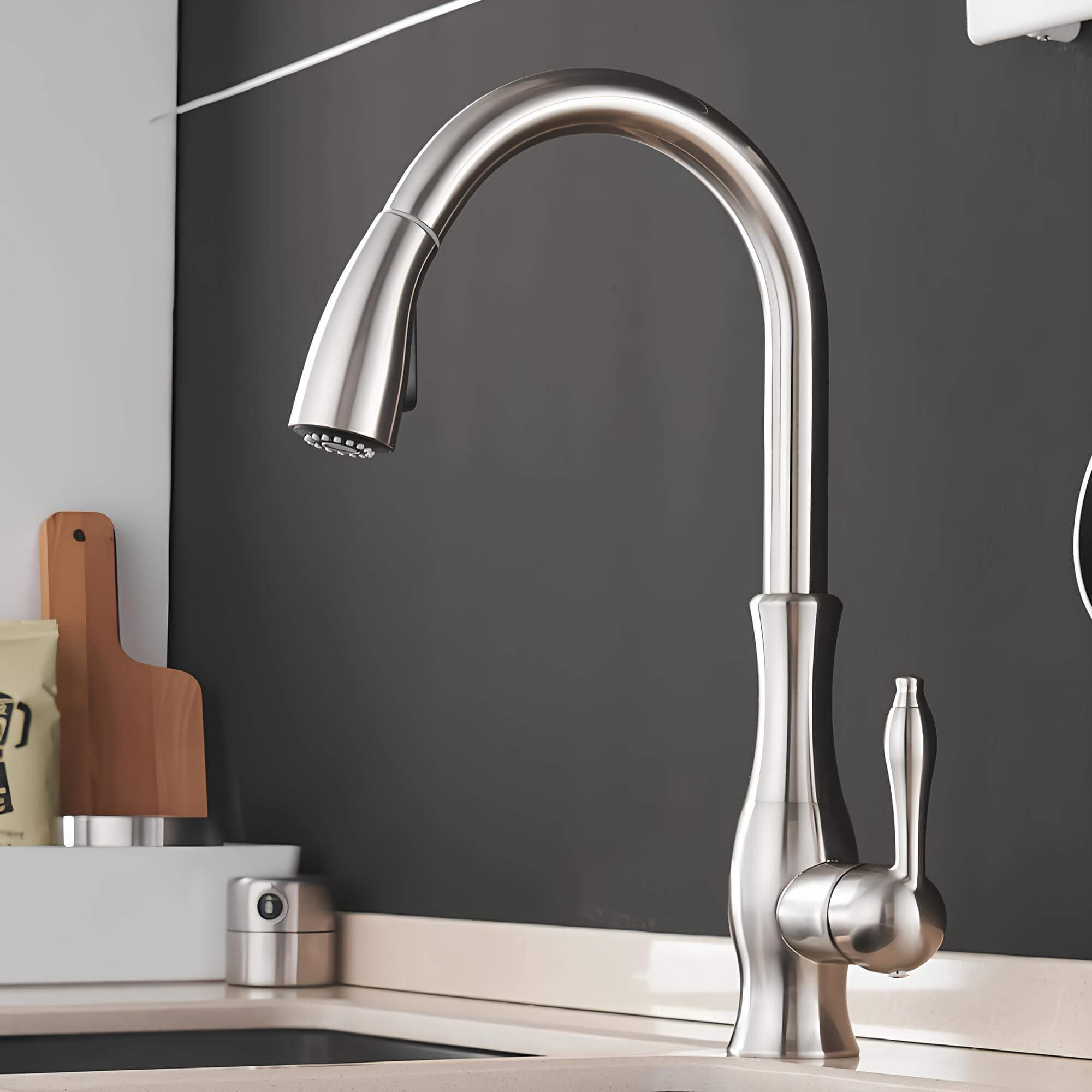 Premium kitchen faucet with pull-down dual spray and classic design