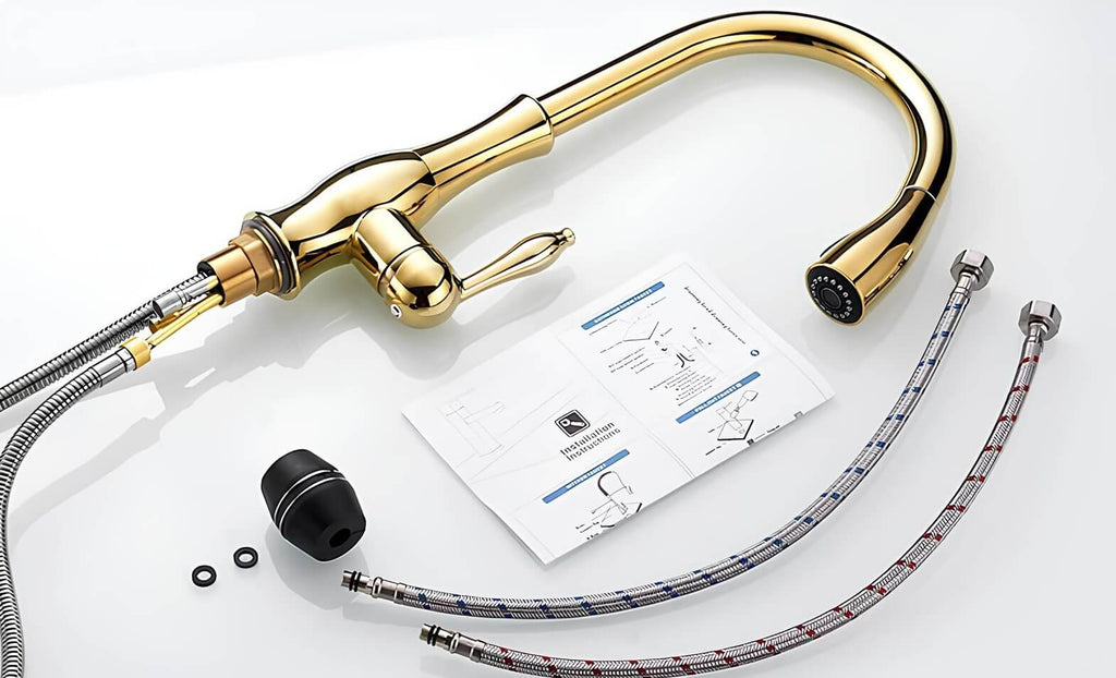 Premium kitchen faucet with pull-down dual spray and classic design