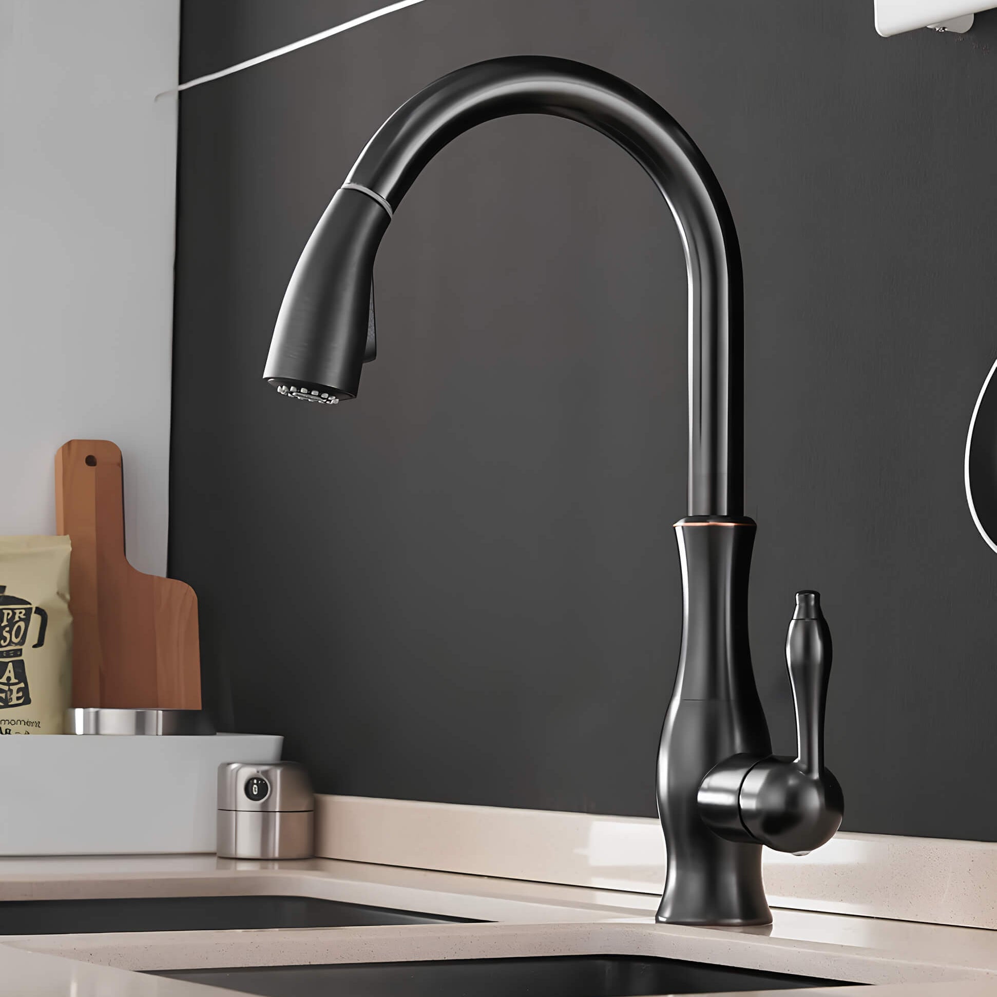 Premium kitchen faucet with pull-down dual spray and classic design