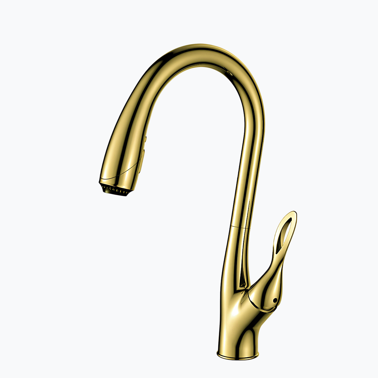 Luxury kitchen faucet with triple-spray pull-down and 360° swivel spout
