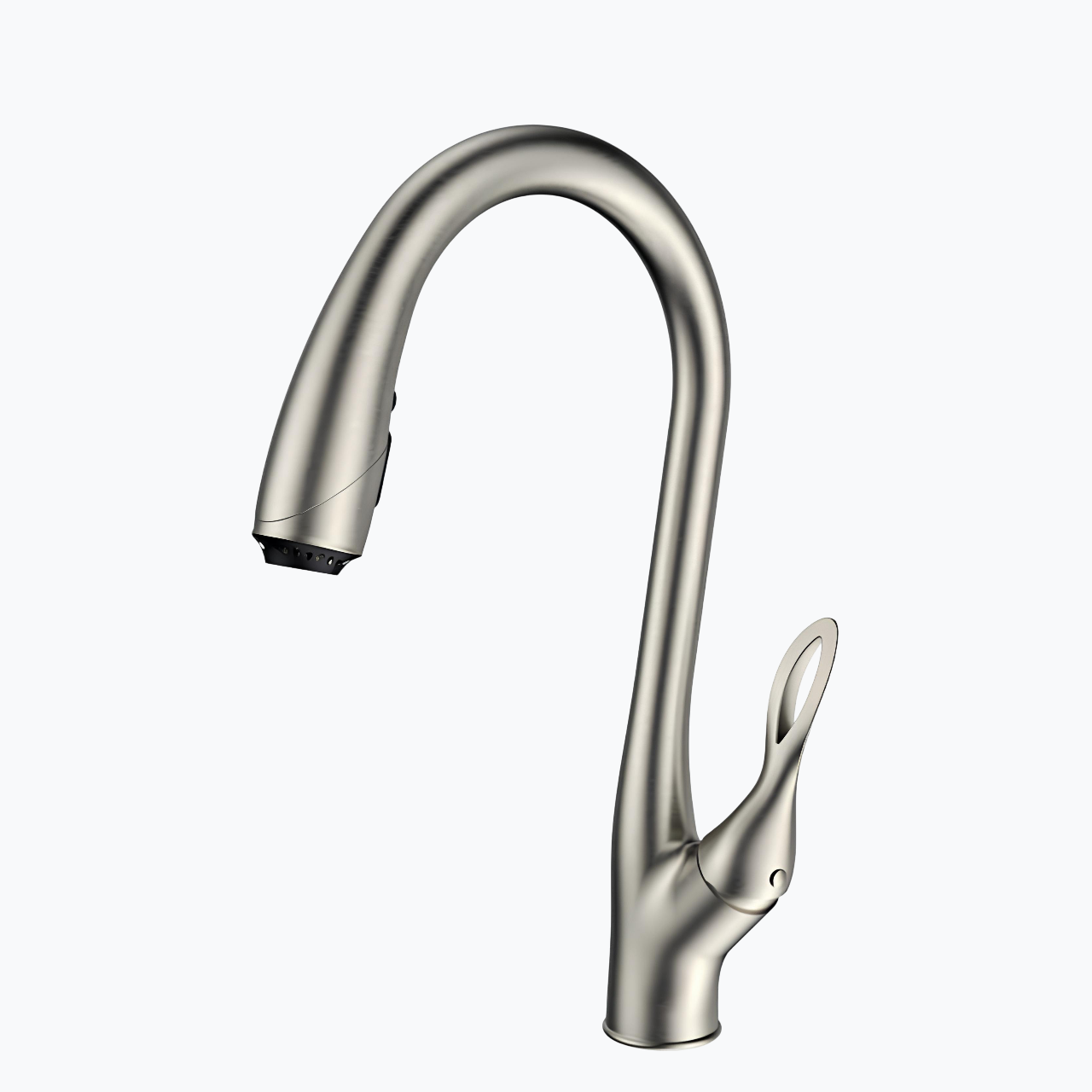 Luxury kitchen faucet with triple-spray pull-down and 360° swivel spout