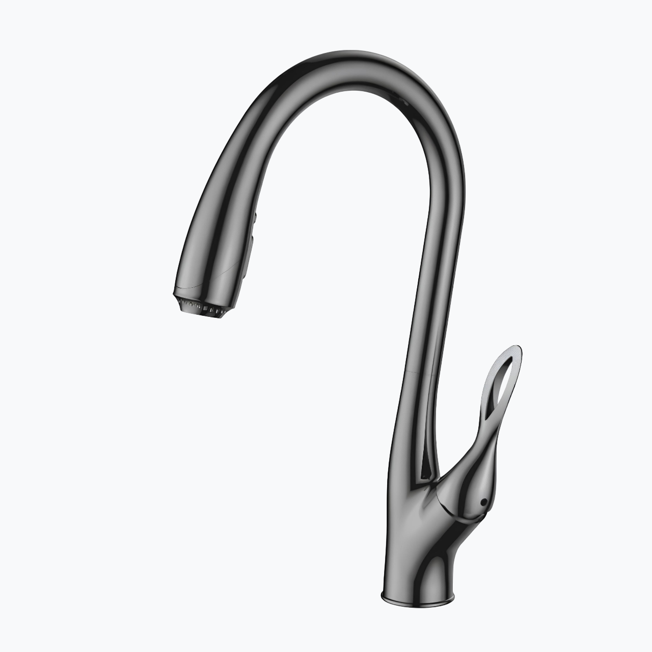 Luxury kitchen faucet with triple-spray pull-down and 360° swivel spout