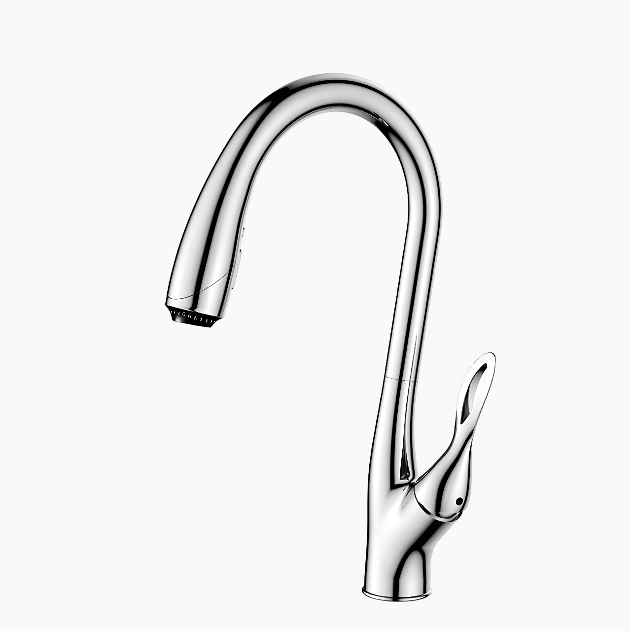 Luxury kitchen faucet with triple-spray pull-down and 360° swivel spout
