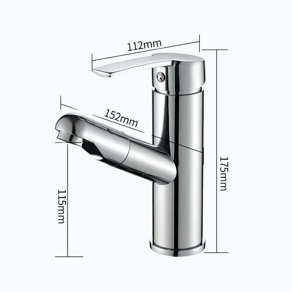 Single-lever kitchen faucet with pull-out sprayer and chrome finish