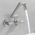 Compact folding kitchen faucet with aerated flow and brushed stainless steel