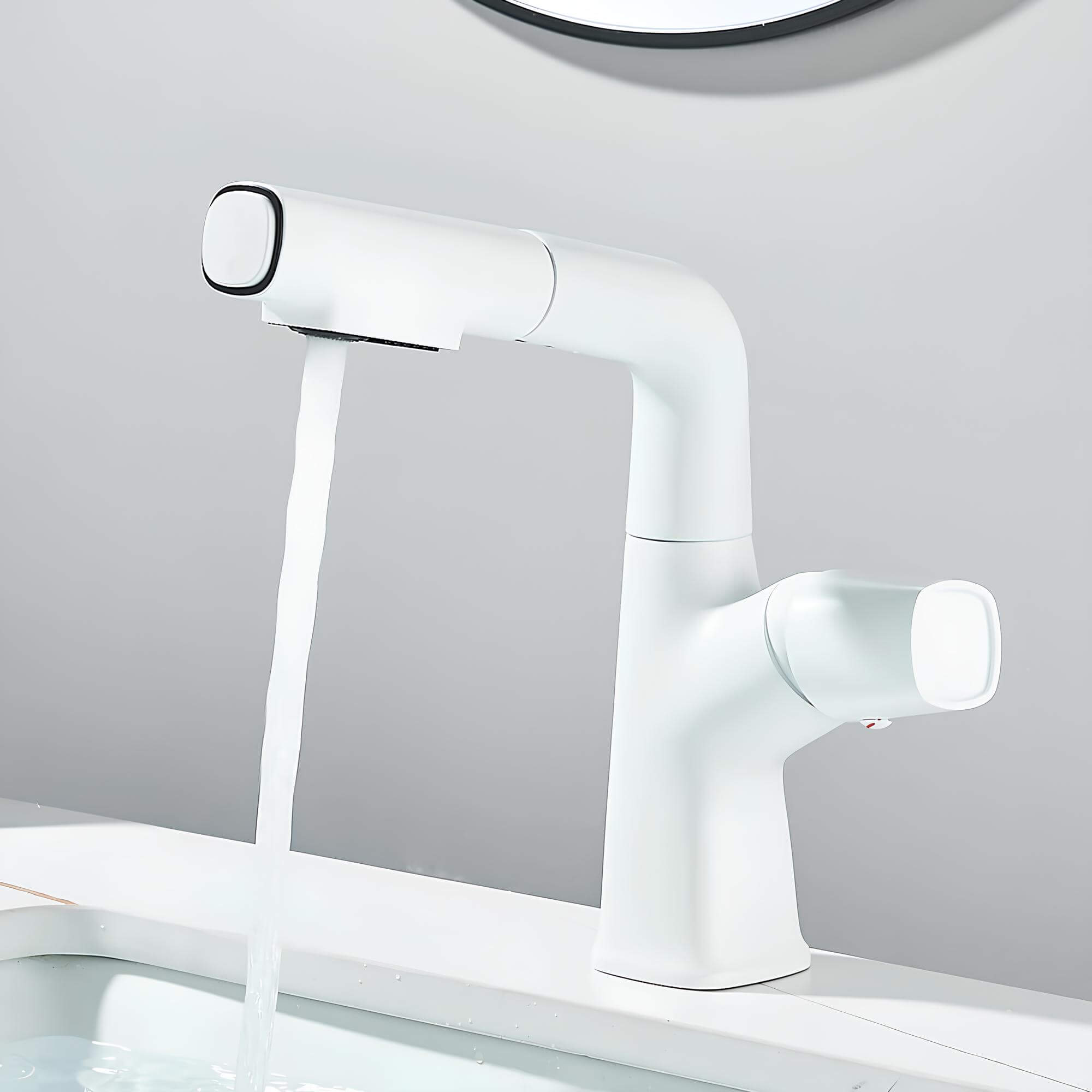 Adjustable kitchen faucet with integrated sprayer and 360° rotation