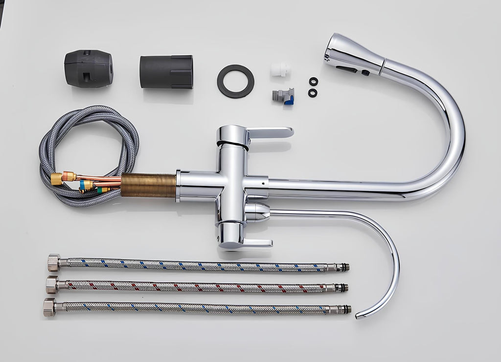 Multifunction kitchen faucet with pull-down sprayer and filtered water outlet