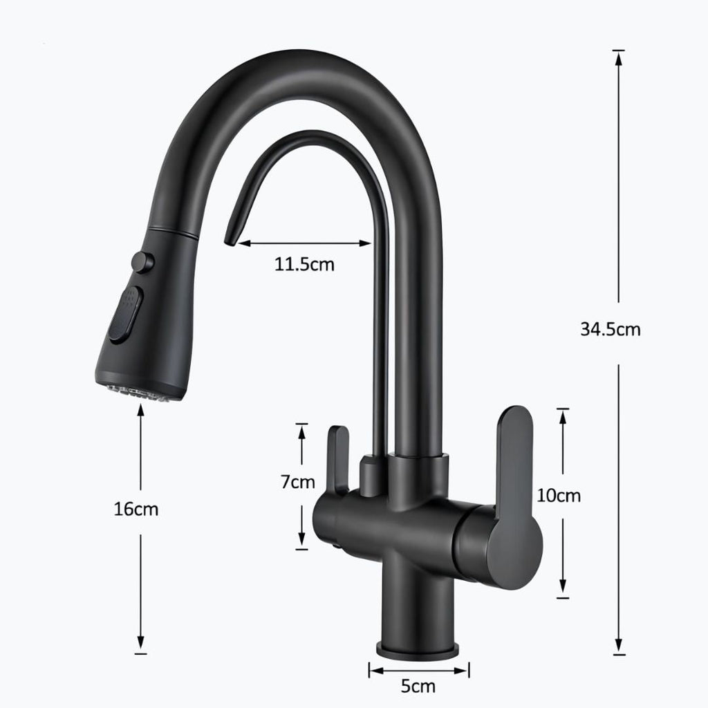 Multifunction kitchen faucet with pull-down sprayer and filtered water outlet