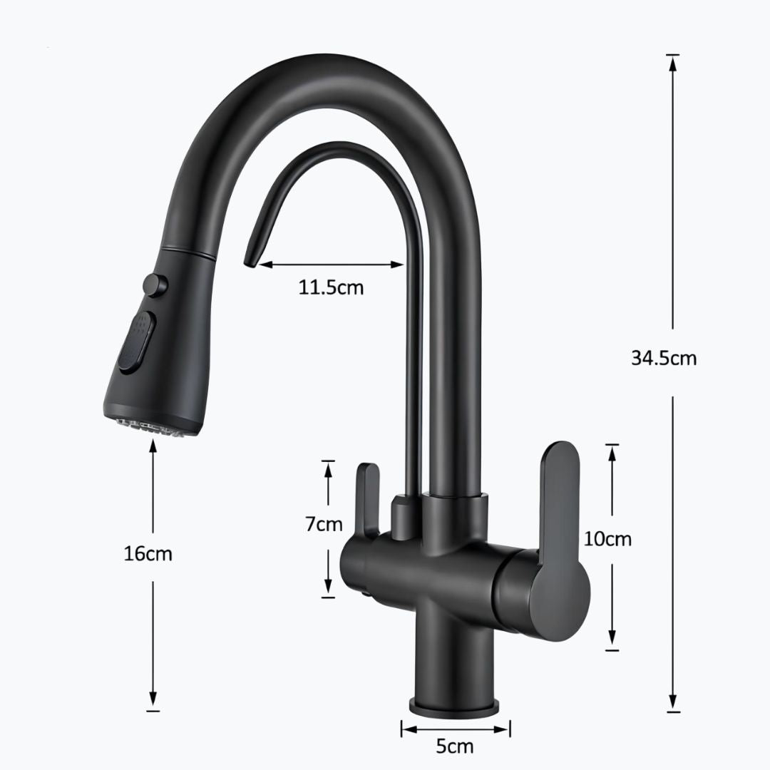 Multifunction kitchen faucet with pull-down sprayer and filtered water outlet