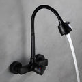 Wall-mounted kitchen faucet with dual spray and 360 degree swivel spout
