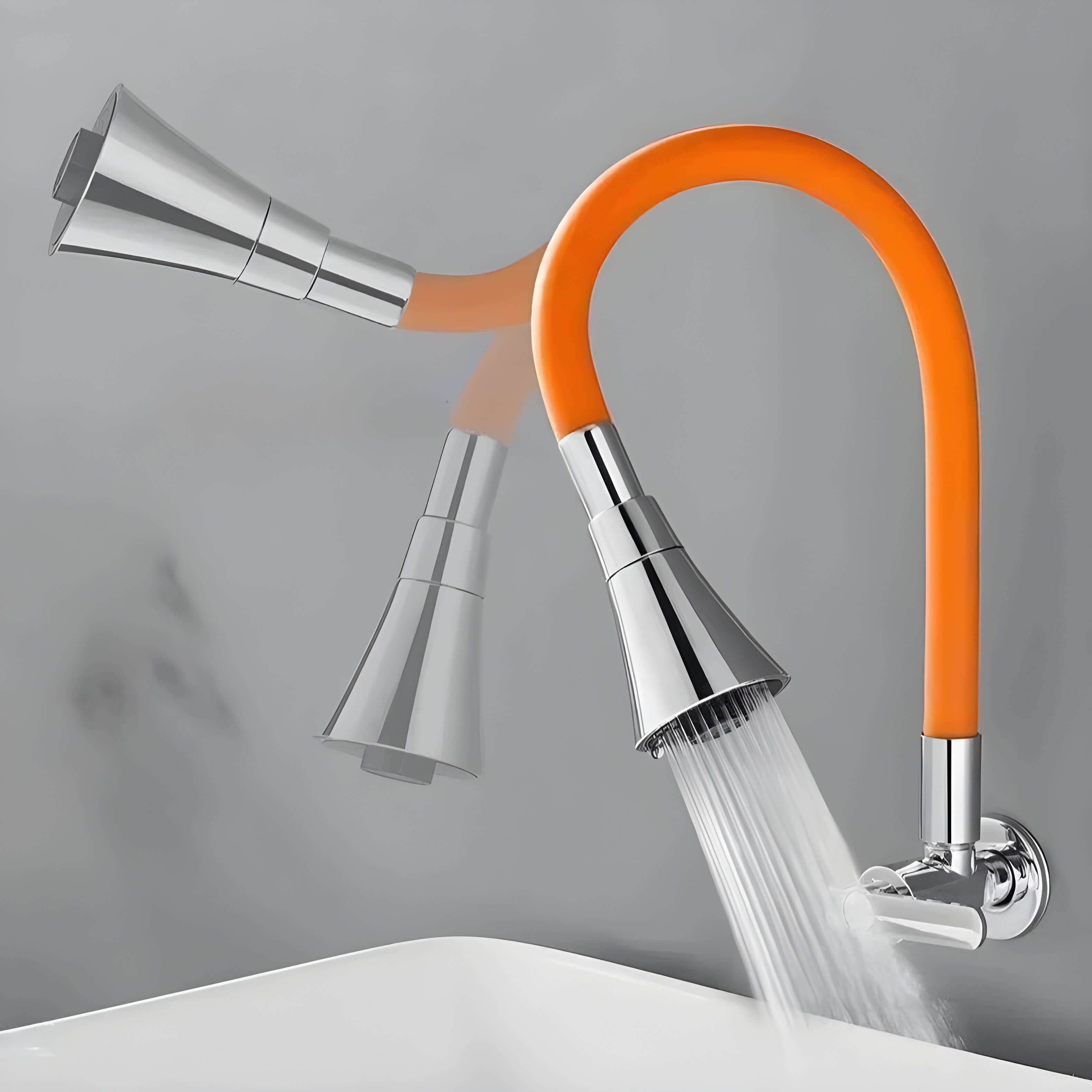 Wall-mount cold water kitchen faucet with flexible 360° spout