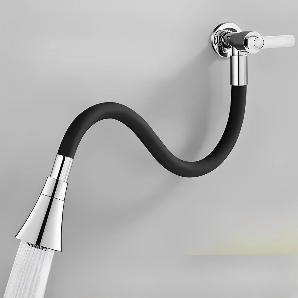 Wall-mount cold water kitchen faucet with flexible 360° spout