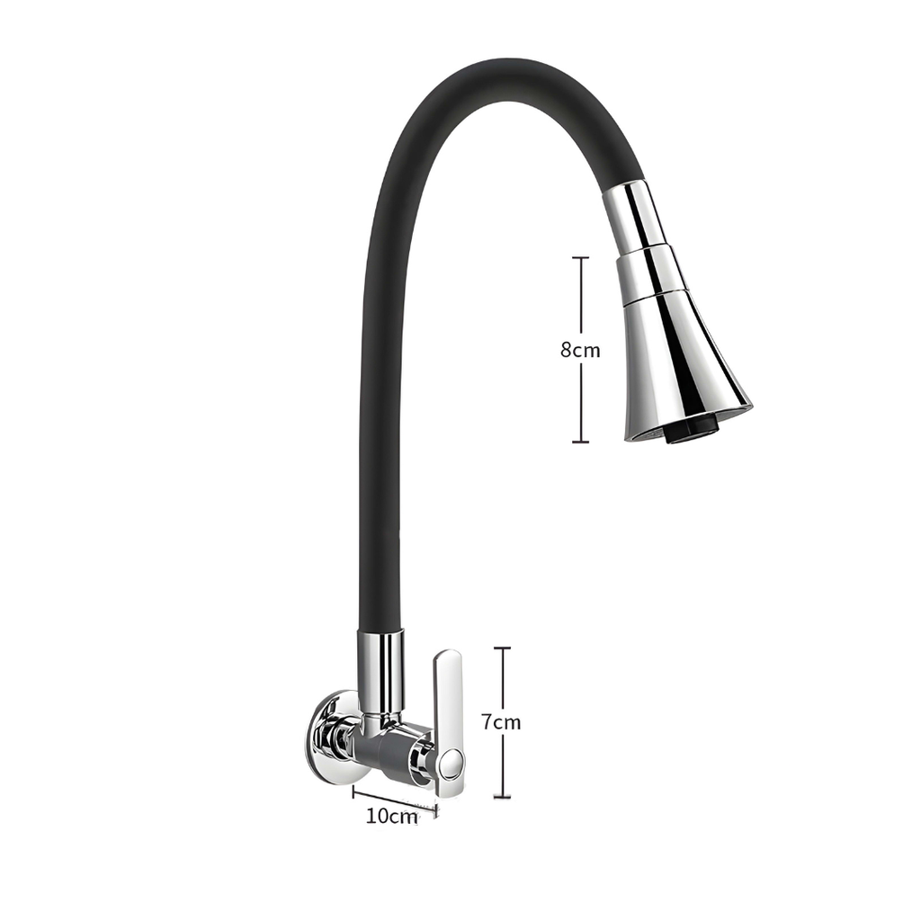 Wall-mount cold water kitchen faucet with flexible 360° spout