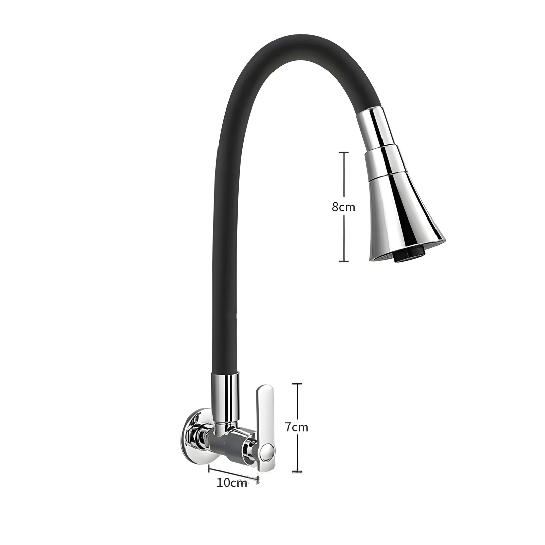 Wall-mount cold water kitchen faucet with flexible 360° spout