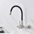 Wall-mount folding brass kitchen mixer with 360° swivel spout