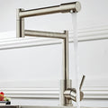 360° swivel folding kitchen faucet in lead-free brushed stainless steel