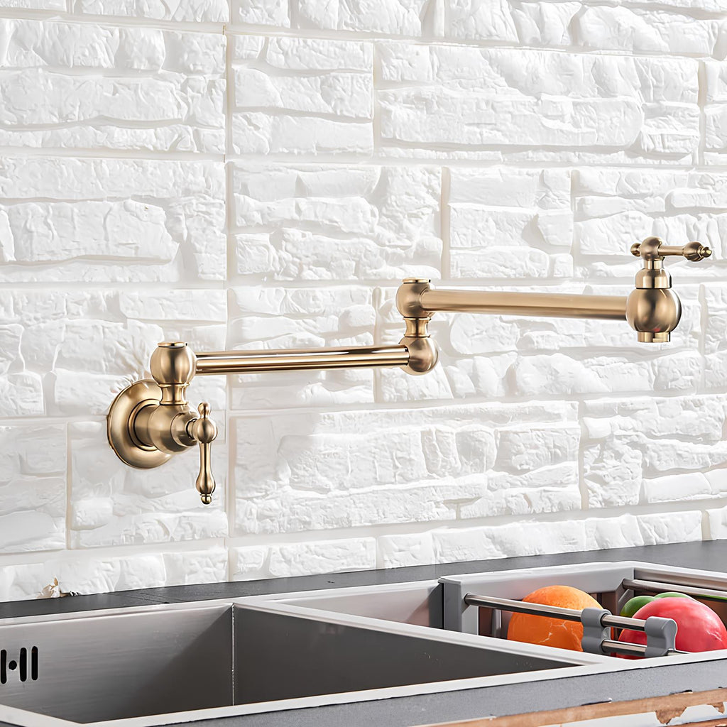 Folding cold water kitchen faucet in brass with five finish options