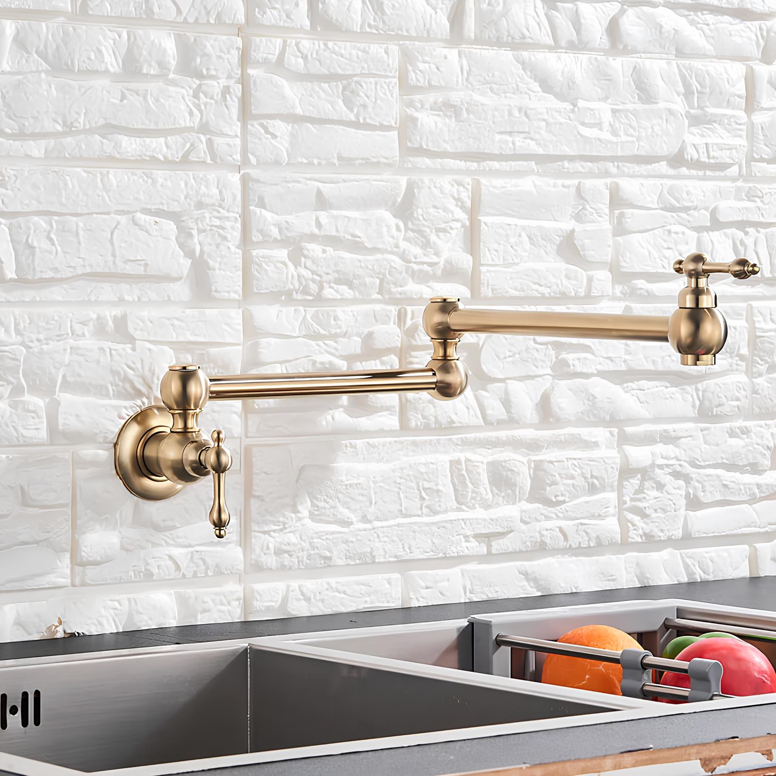 Folding cold water kitchen faucet in brass with five finish options